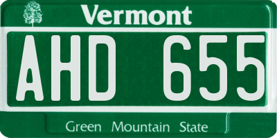 VT license plate AHD655