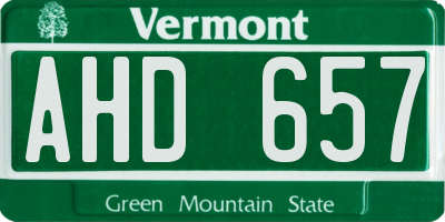 VT license plate AHD657