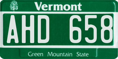 VT license plate AHD658