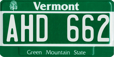 VT license plate AHD662