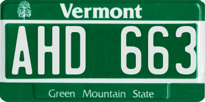 VT license plate AHD663
