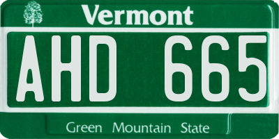 VT license plate AHD665
