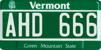 VT license plate AHD666