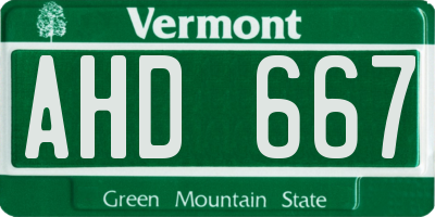 VT license plate AHD667