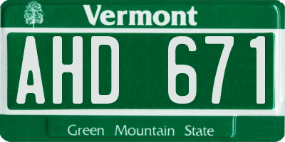 VT license plate AHD671