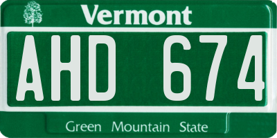 VT license plate AHD674