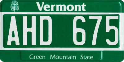 VT license plate AHD675