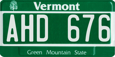 VT license plate AHD676