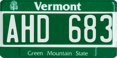 VT license plate AHD683