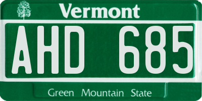 VT license plate AHD685