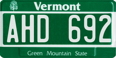 VT license plate AHD692