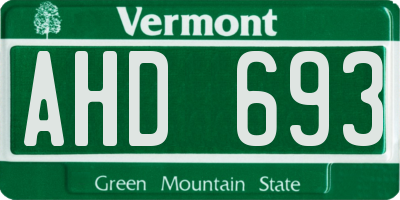 VT license plate AHD693