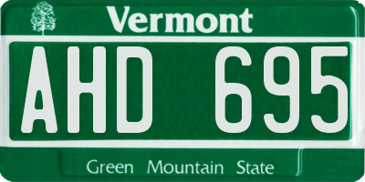 VT license plate AHD695