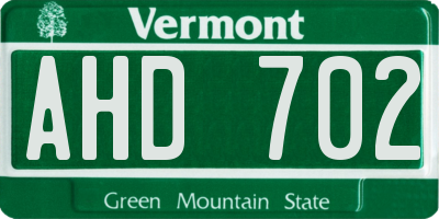 VT license plate AHD702