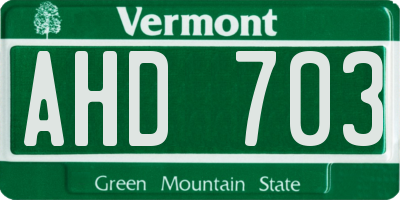 VT license plate AHD703