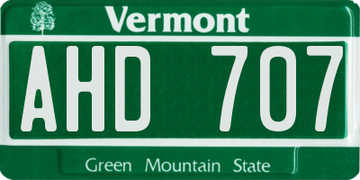 VT license plate AHD707