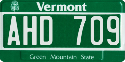 VT license plate AHD709