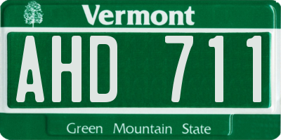 VT license plate AHD711