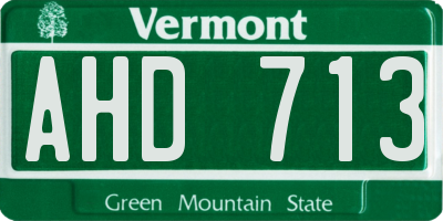 VT license plate AHD713
