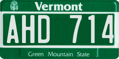 VT license plate AHD714