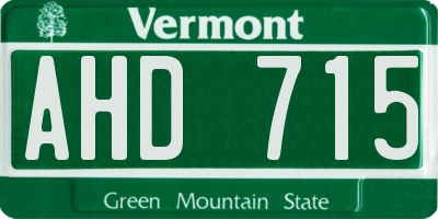 VT license plate AHD715