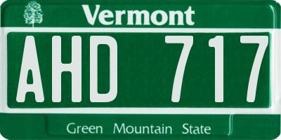 VT license plate AHD717