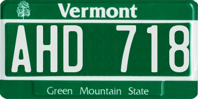 VT license plate AHD718