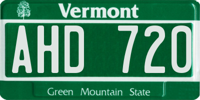 VT license plate AHD720