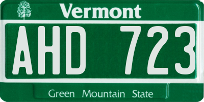 VT license plate AHD723