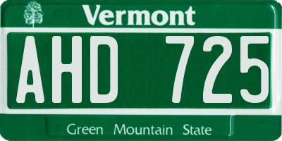 VT license plate AHD725
