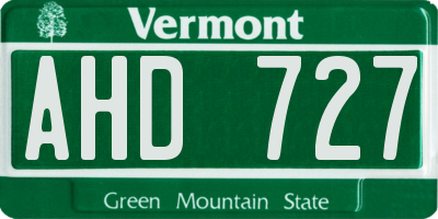 VT license plate AHD727