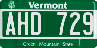 VT license plate AHD729