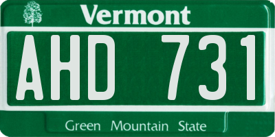 VT license plate AHD731