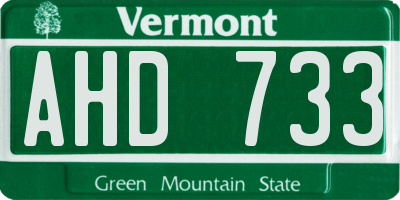 VT license plate AHD733