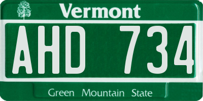VT license plate AHD734