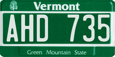 VT license plate AHD735