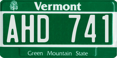 VT license plate AHD741