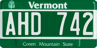 VT license plate AHD742