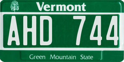 VT license plate AHD744