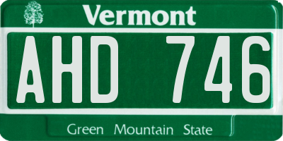 VT license plate AHD746