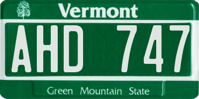 VT license plate AHD747