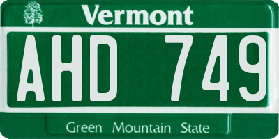 VT license plate AHD749