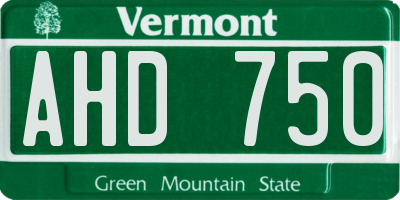 VT license plate AHD750