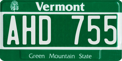 VT license plate AHD755