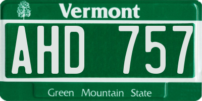VT license plate AHD757