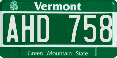 VT license plate AHD758