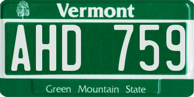 VT license plate AHD759