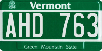 VT license plate AHD763