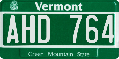 VT license plate AHD764