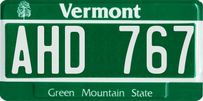 VT license plate AHD767